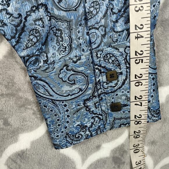Angelino for Bermuda Shirt Mens 5XL Blue Paisley Jacquard Dress Shirt Big Tall - Picture 10 of 14
